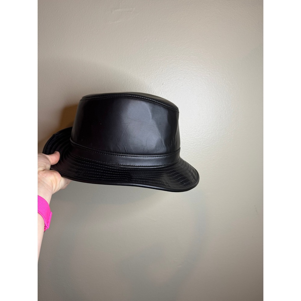 Winner Caps New York Genuine Leather Bucket Hat Black Made in‎ USA Mens Large